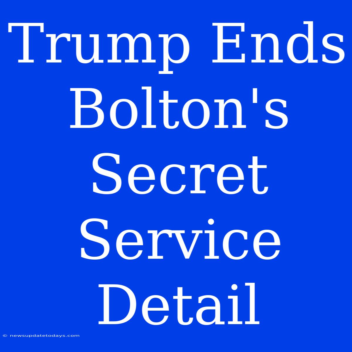 Trump Ends Bolton's Secret Service Detail