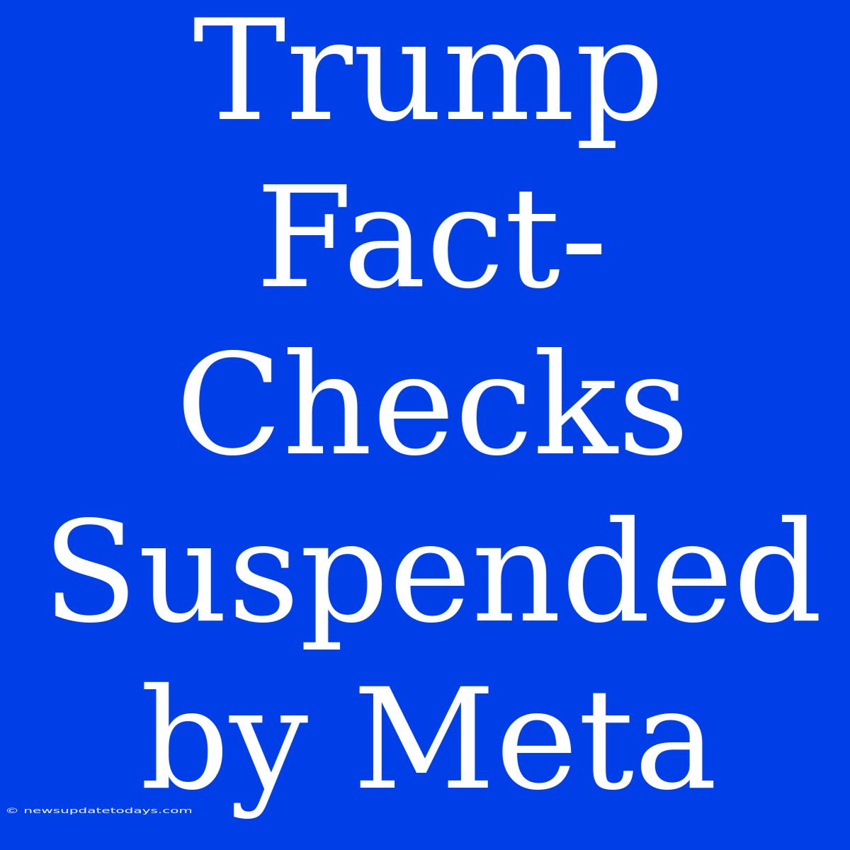 Trump Fact-Checks Suspended By Meta