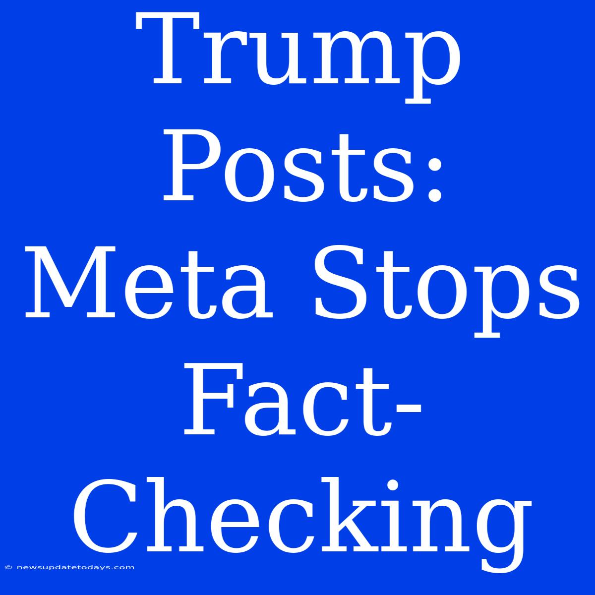 Trump Posts: Meta Stops Fact-Checking