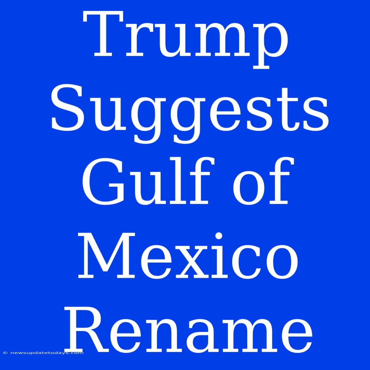 Trump Suggests Gulf Of Mexico Rename