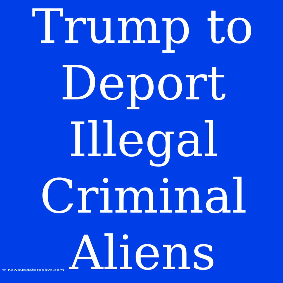 Trump To Deport Illegal Criminal Aliens