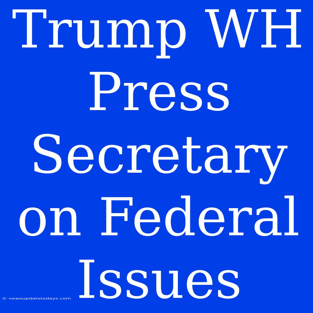 Trump WH Press Secretary On Federal Issues