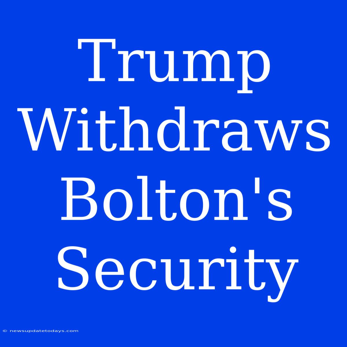 Trump Withdraws Bolton's Security