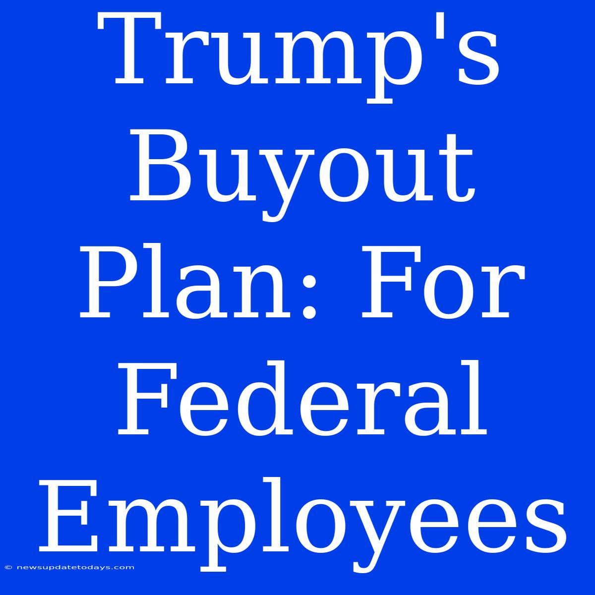 Trump's Buyout Plan: For Federal Employees