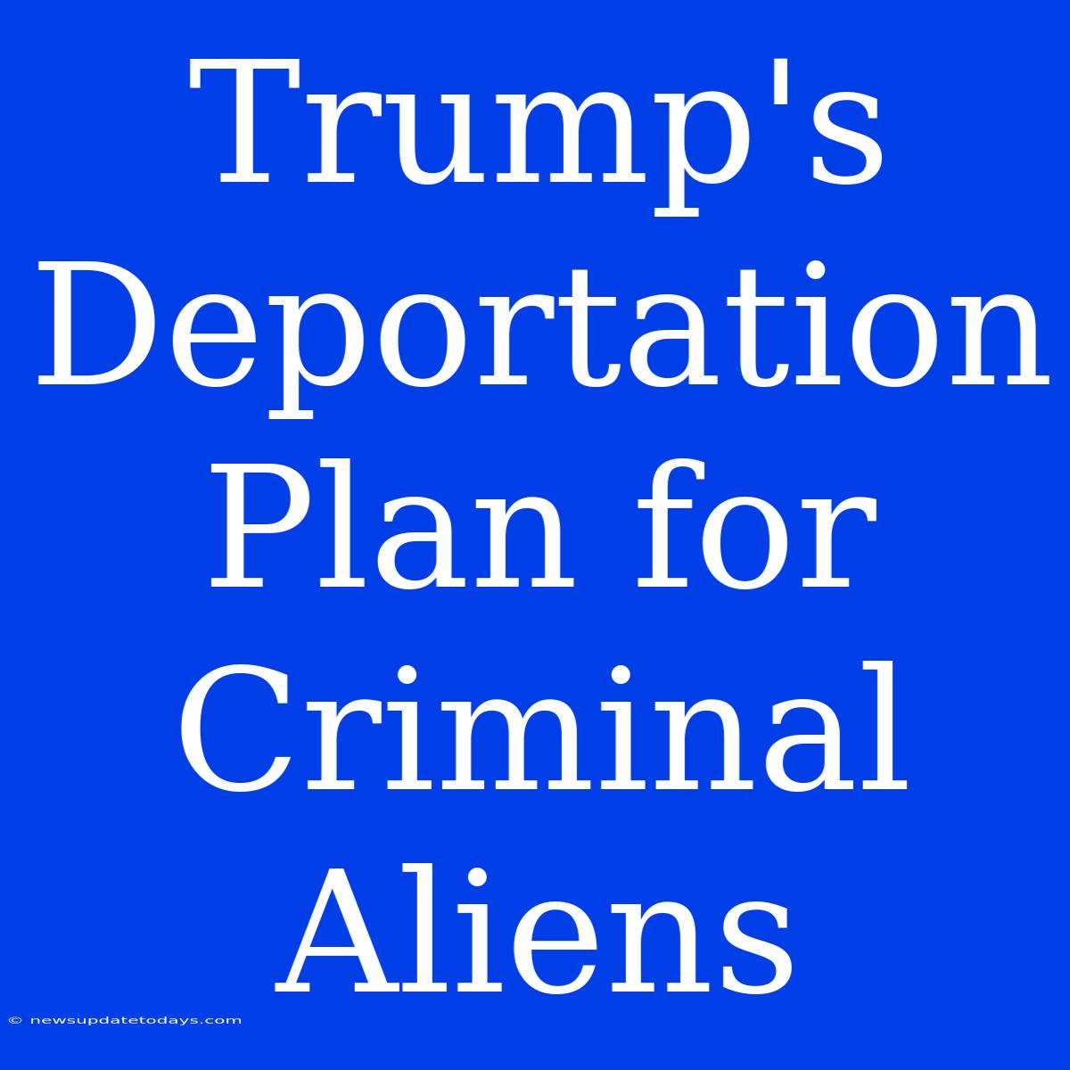 Trump's Deportation Plan For Criminal Aliens