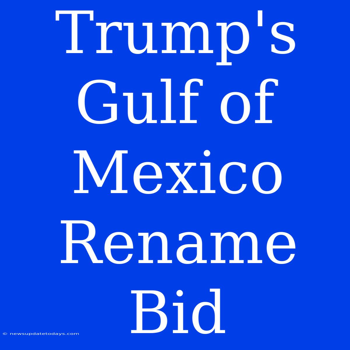 Trump's Gulf Of Mexico Rename Bid