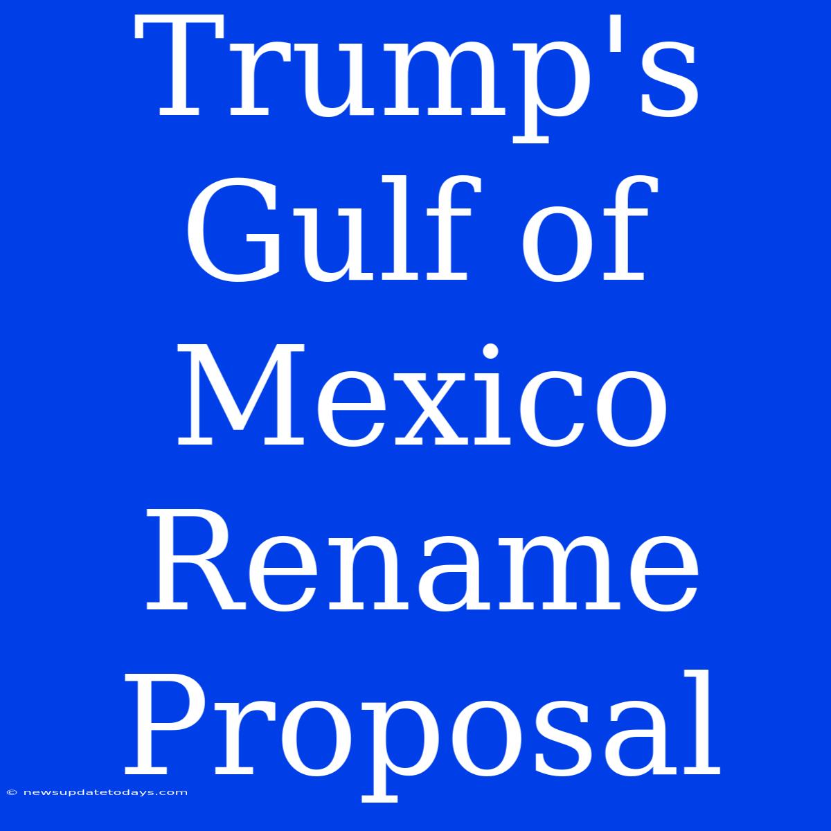 Trump's Gulf Of Mexico Rename Proposal