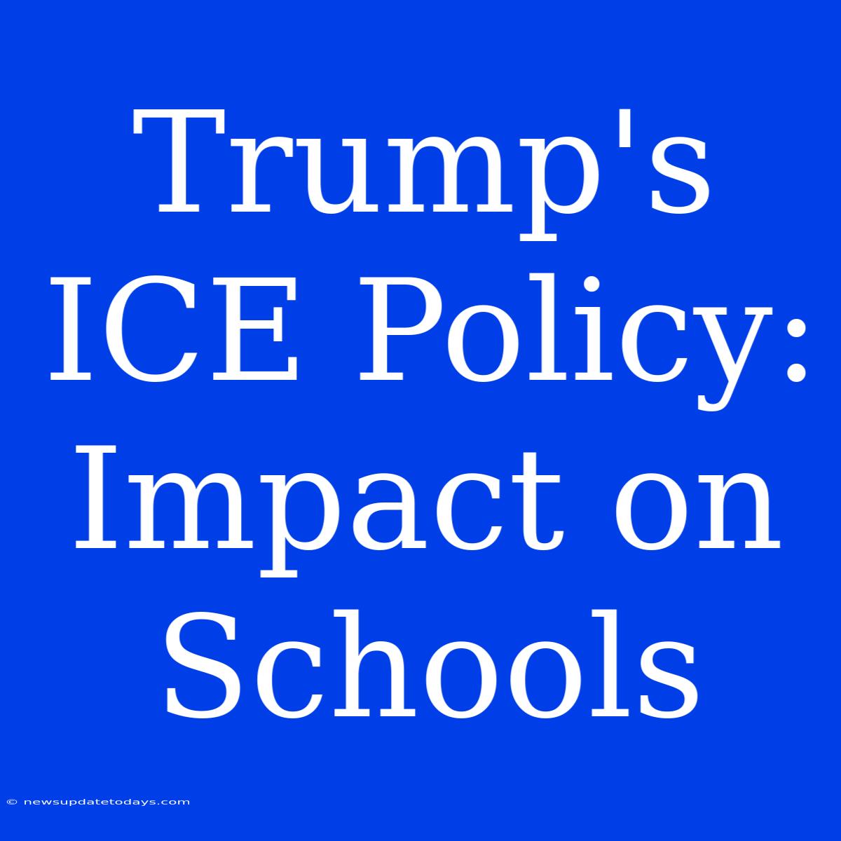 Trump's ICE Policy: Impact On Schools