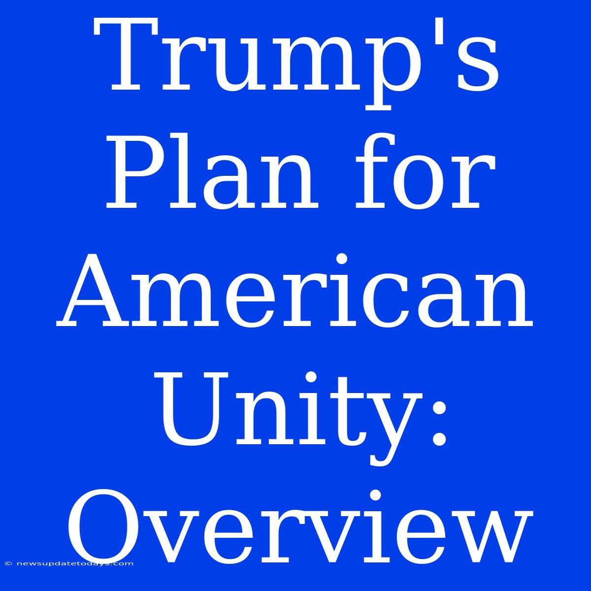 Trump's Plan For American Unity: Overview