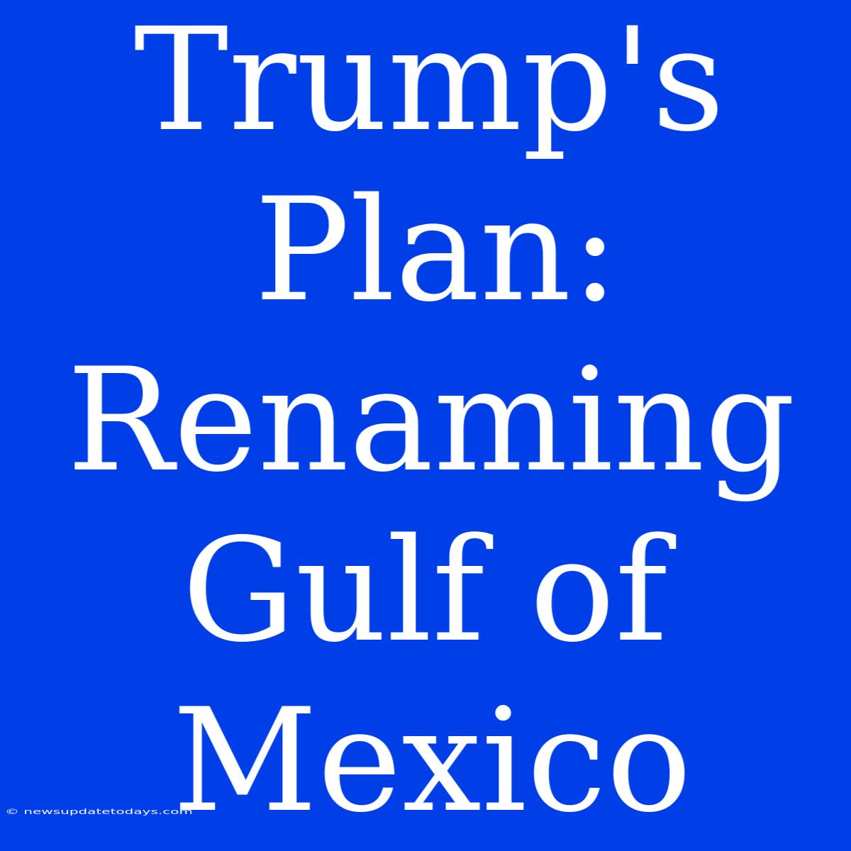 Trump's Plan: Renaming Gulf Of Mexico