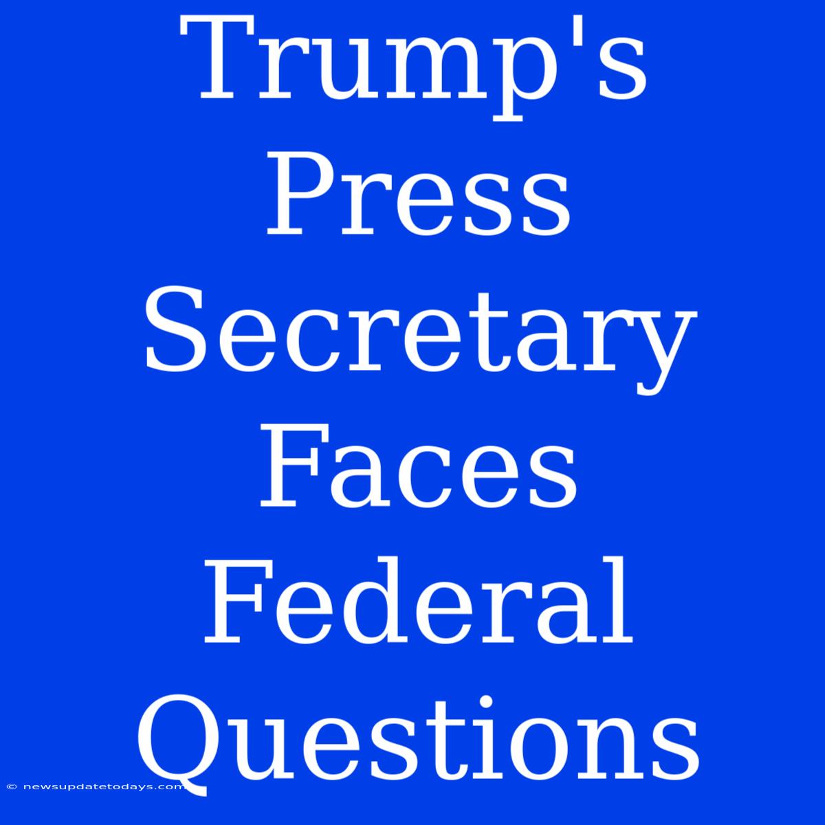 Trump's Press Secretary Faces Federal Questions