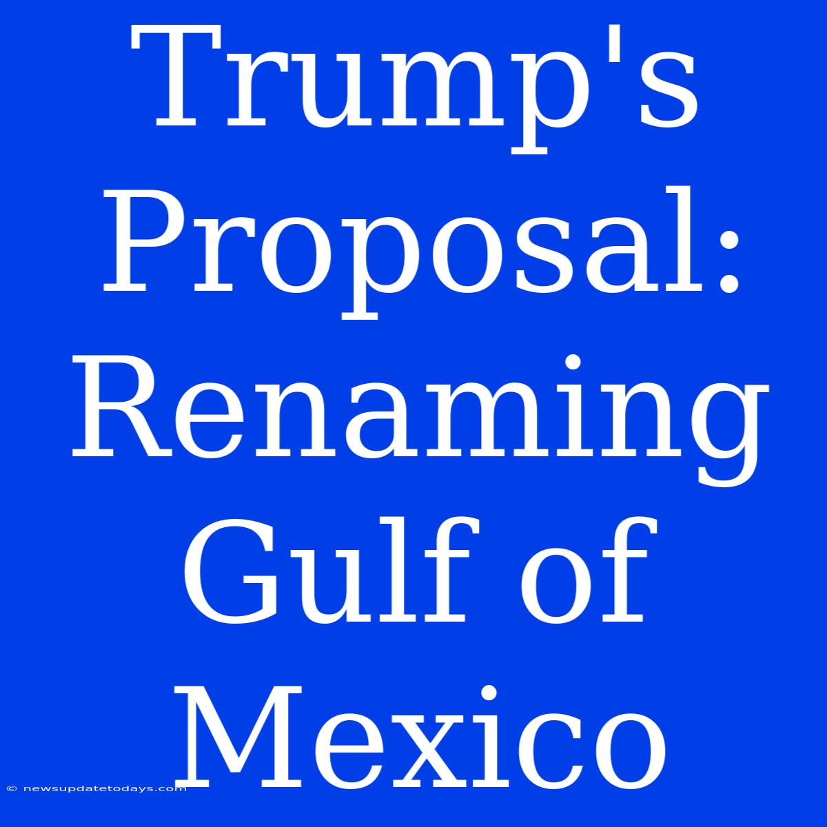 Trump's Proposal: Renaming Gulf Of Mexico