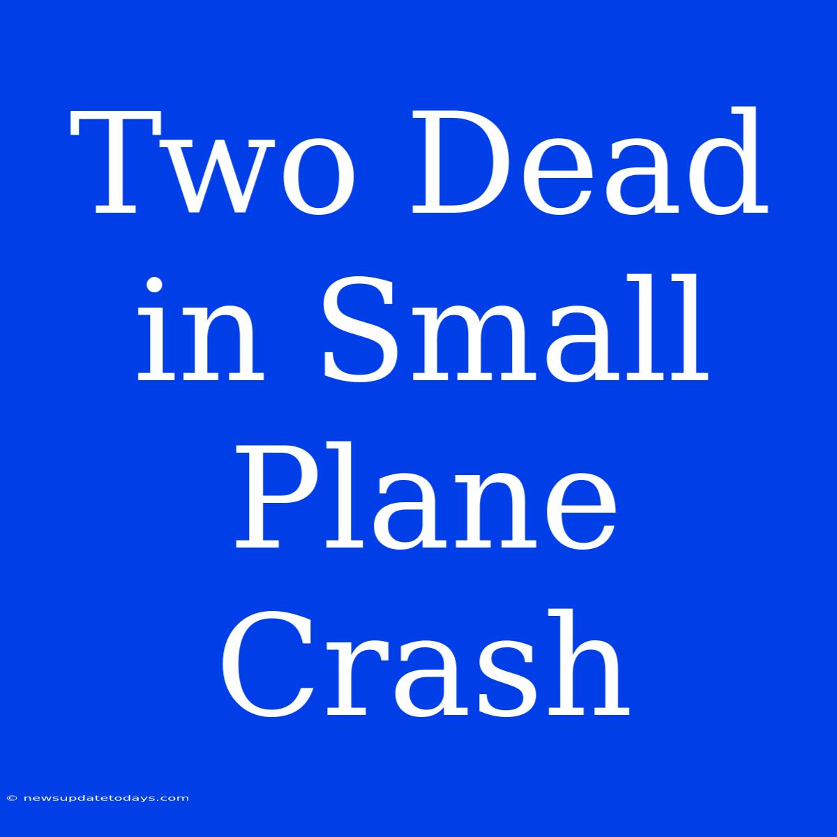 Two Dead In Small Plane Crash