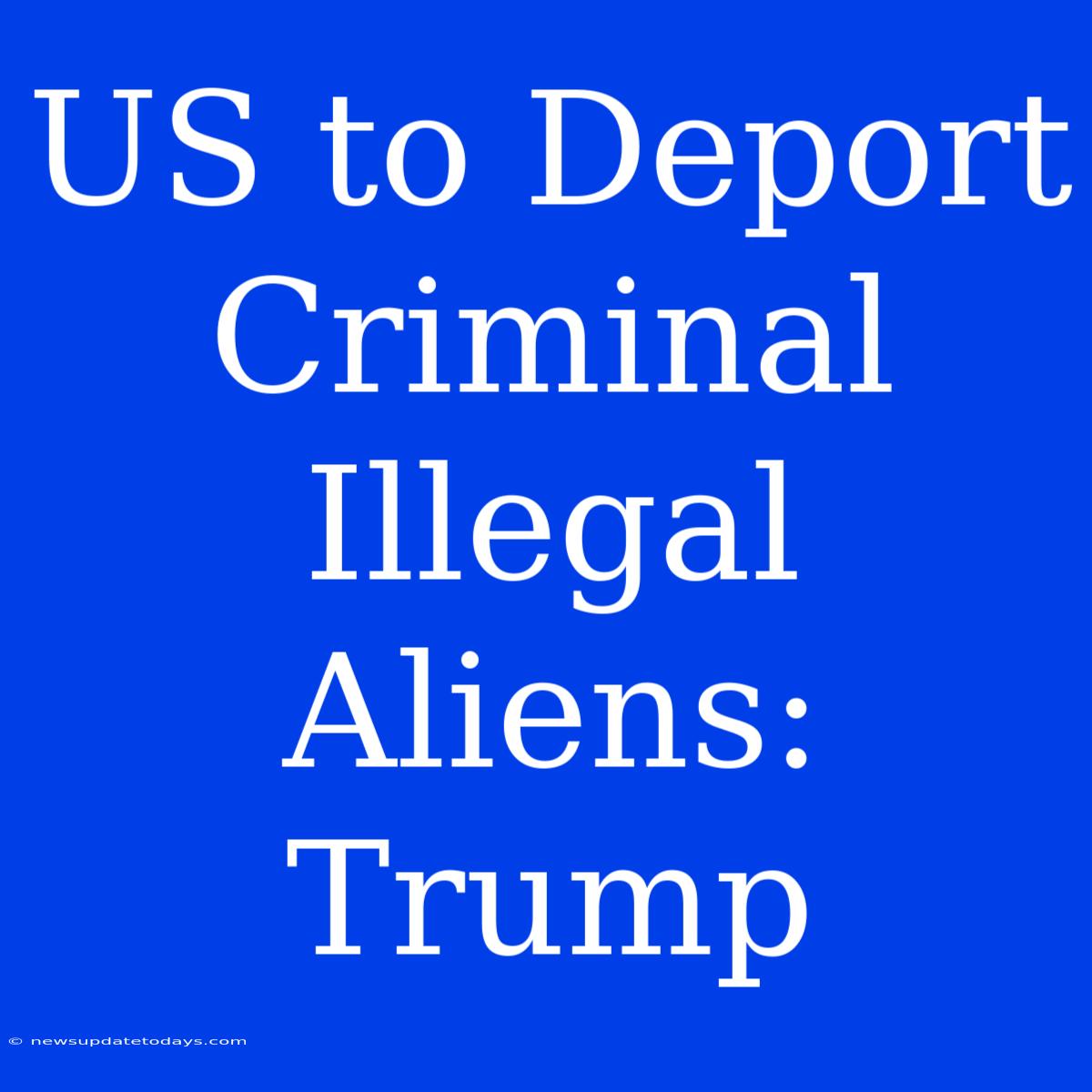 US To Deport Criminal Illegal Aliens: Trump