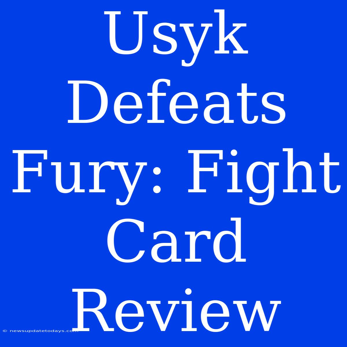 Usyk Defeats Fury: Fight Card Review