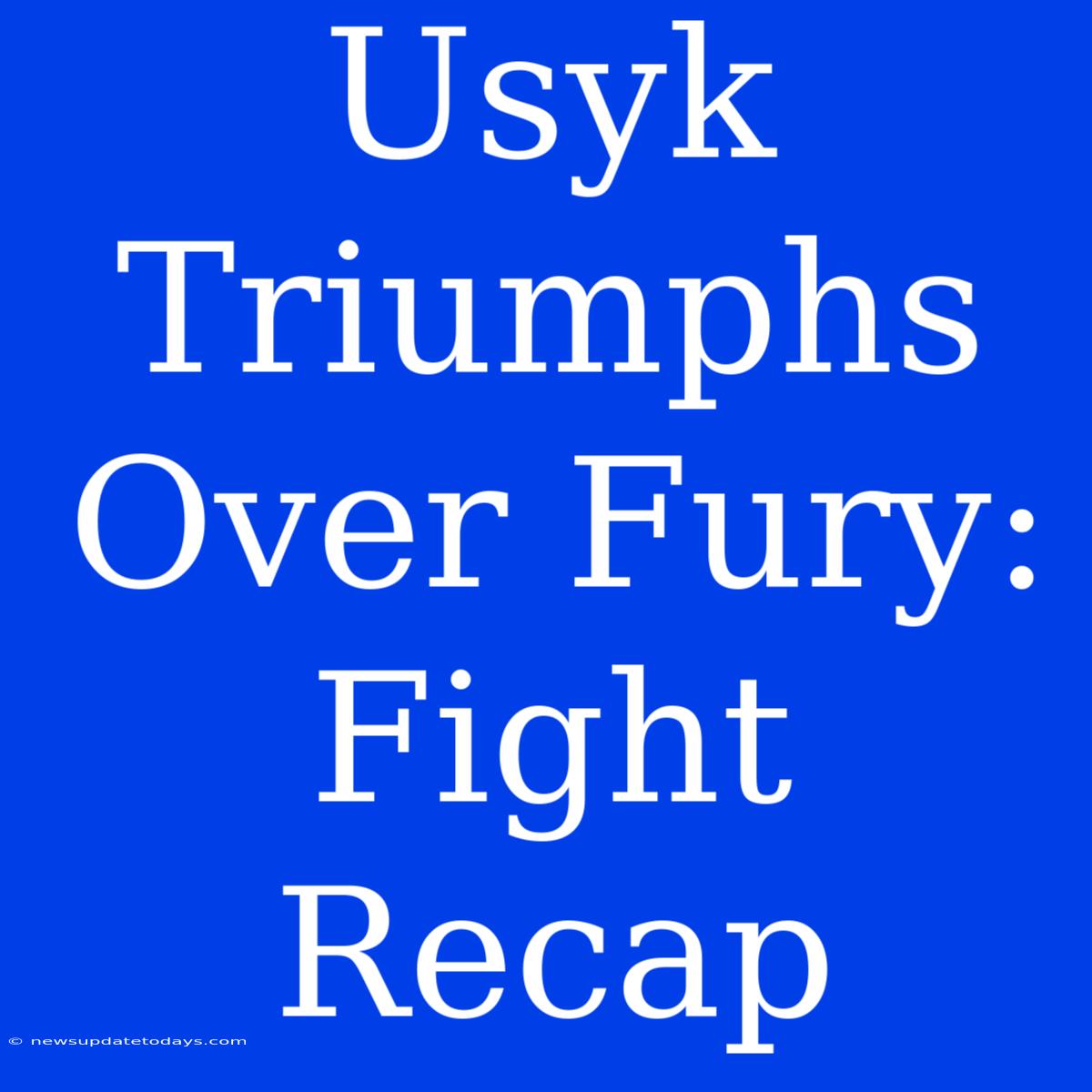 Usyk Triumphs Over Fury: Fight Recap