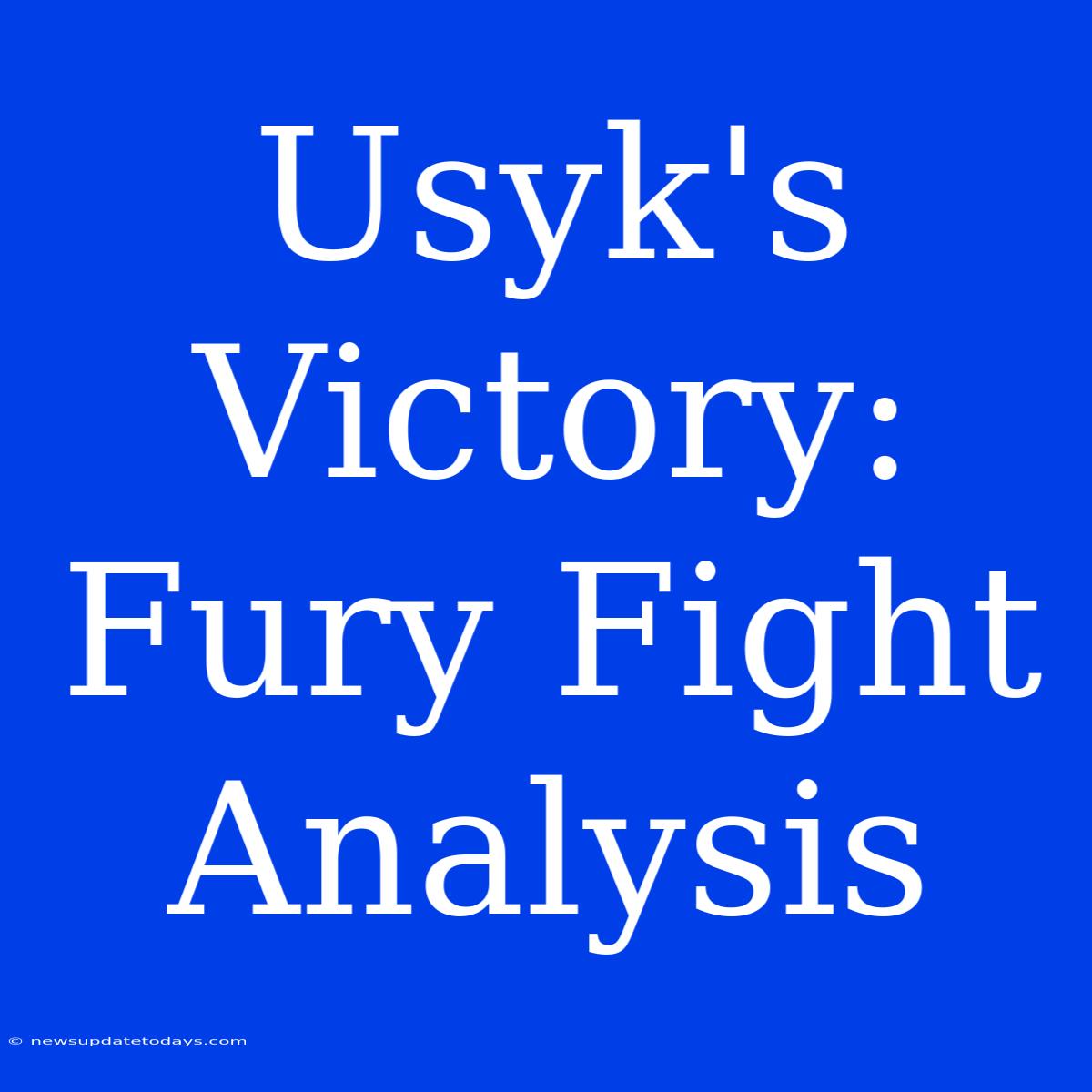 Usyk's Victory: Fury Fight Analysis