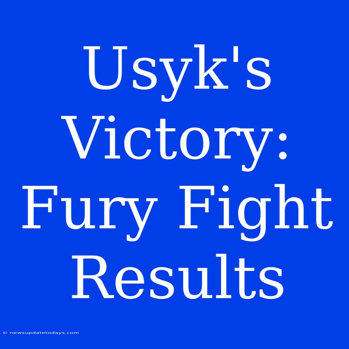 Usyk's Victory: Fury Fight Results