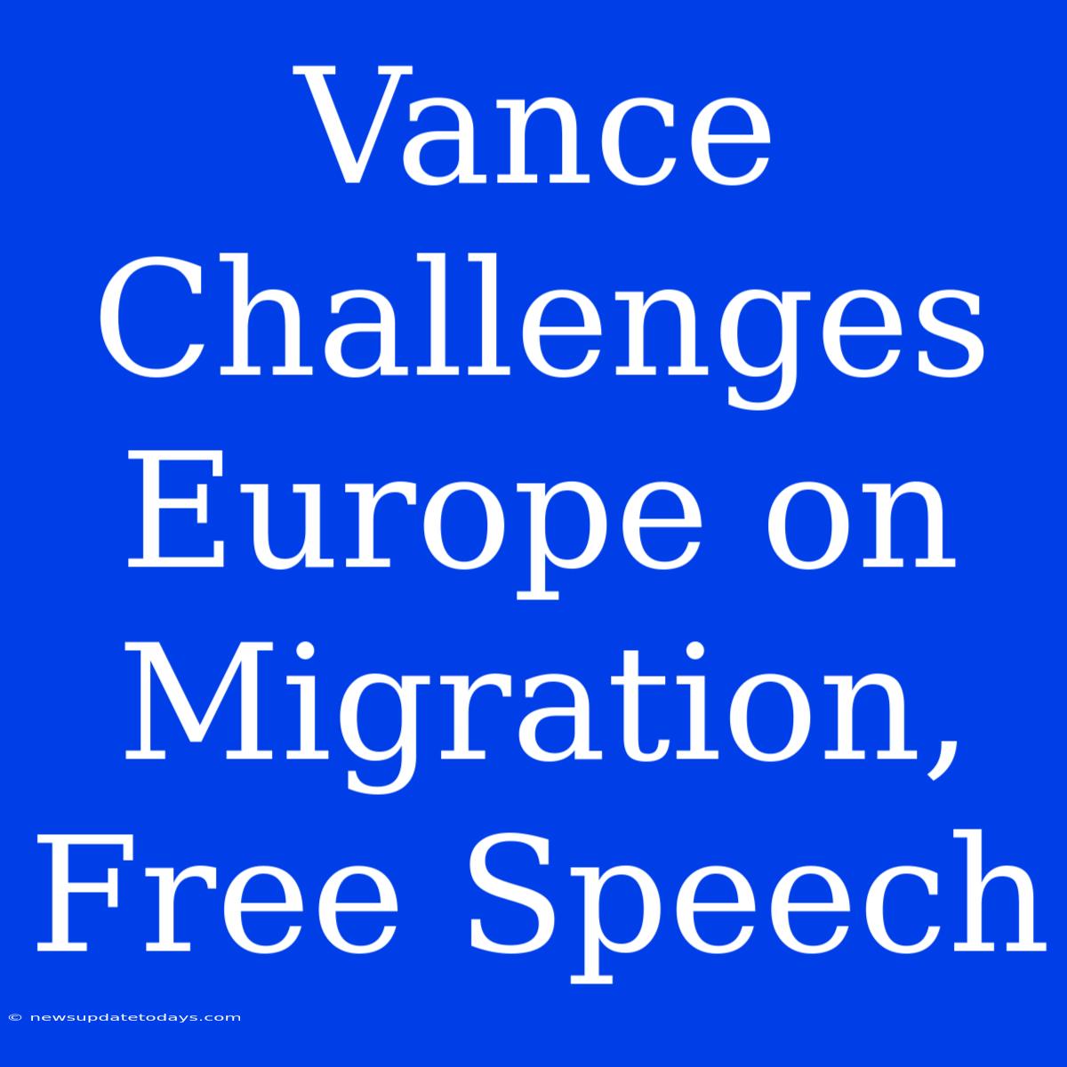 Vance Challenges Europe On Migration, Free Speech