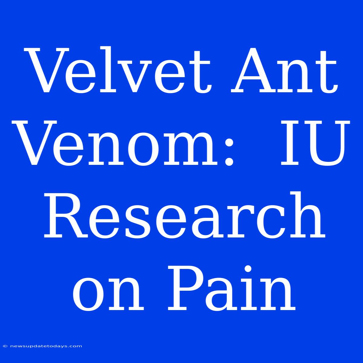 Velvet Ant Venom:  IU Research On Pain