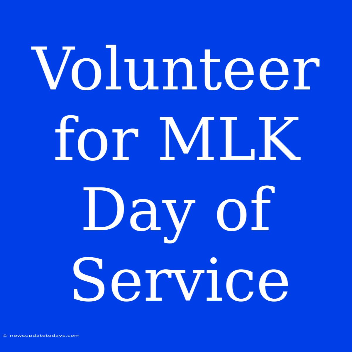 Volunteer For MLK Day Of Service