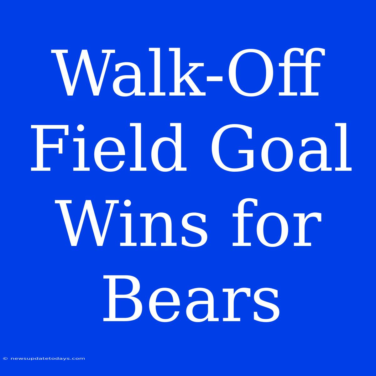 Walk-Off Field Goal Wins For Bears