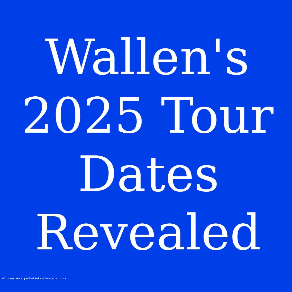 Wallen's 2025 Tour Dates Revealed