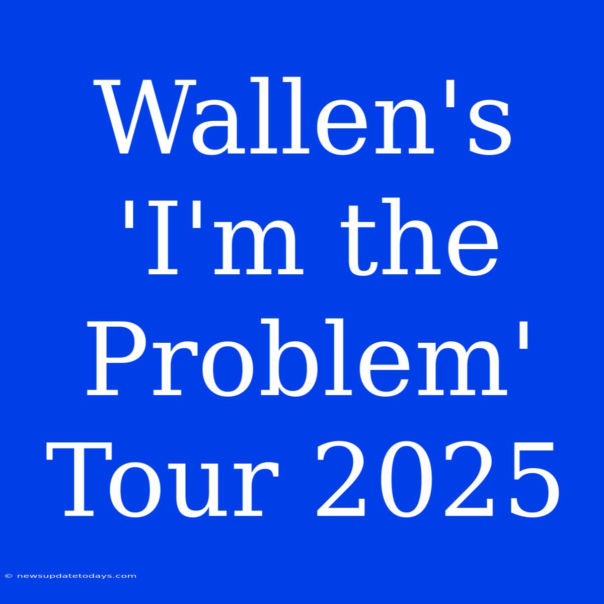 Wallen's 'I'm The Problem' Tour 2025