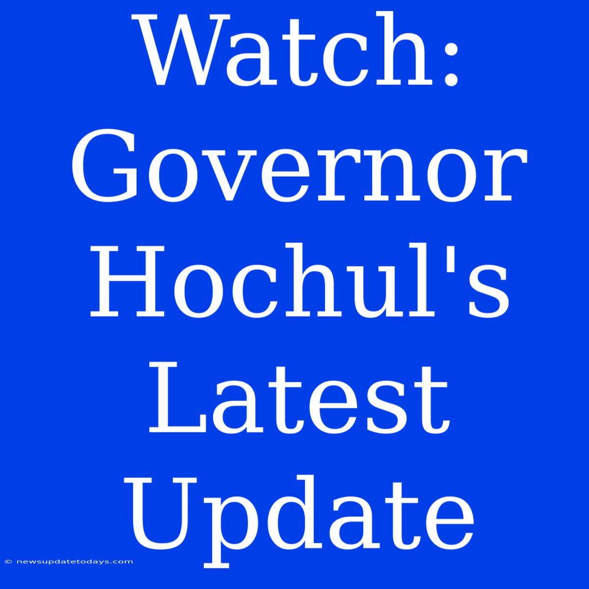 Watch: Governor Hochul's Latest Update