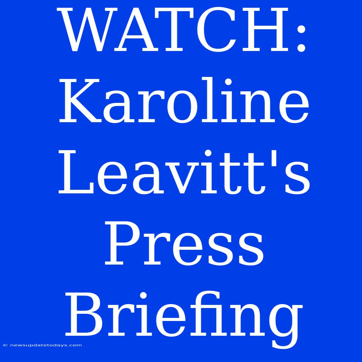 WATCH: Karoline Leavitt's Press Briefing