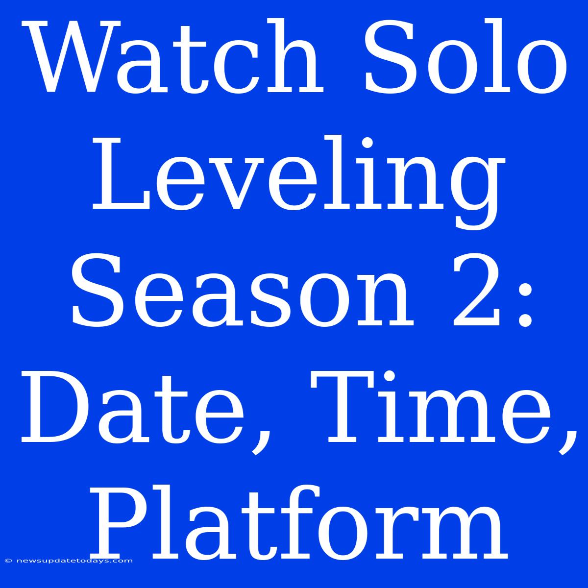 Watch Solo Leveling Season 2: Date, Time, Platform