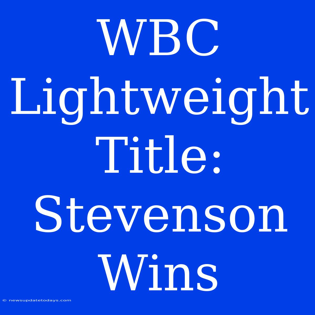 WBC Lightweight Title: Stevenson Wins