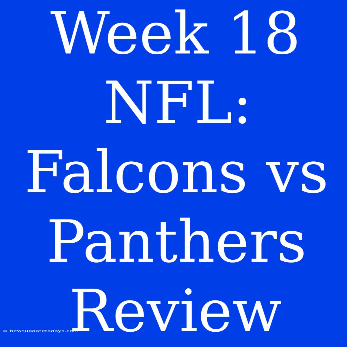 Week 18 NFL: Falcons Vs Panthers Review