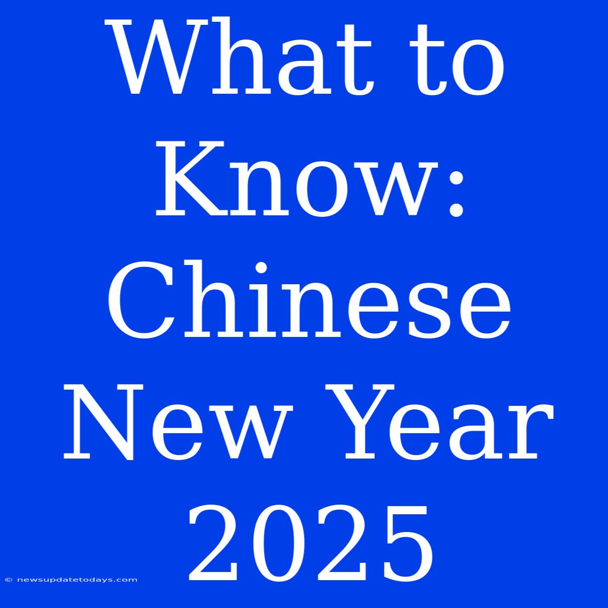 What To Know: Chinese New Year 2025