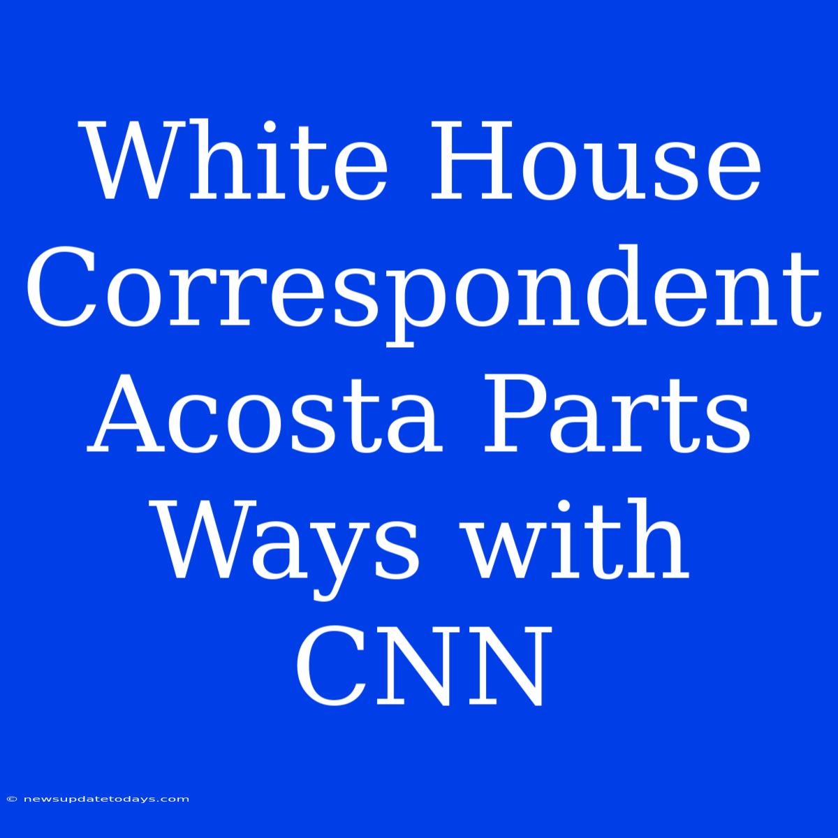 White House Correspondent Acosta Parts Ways With CNN