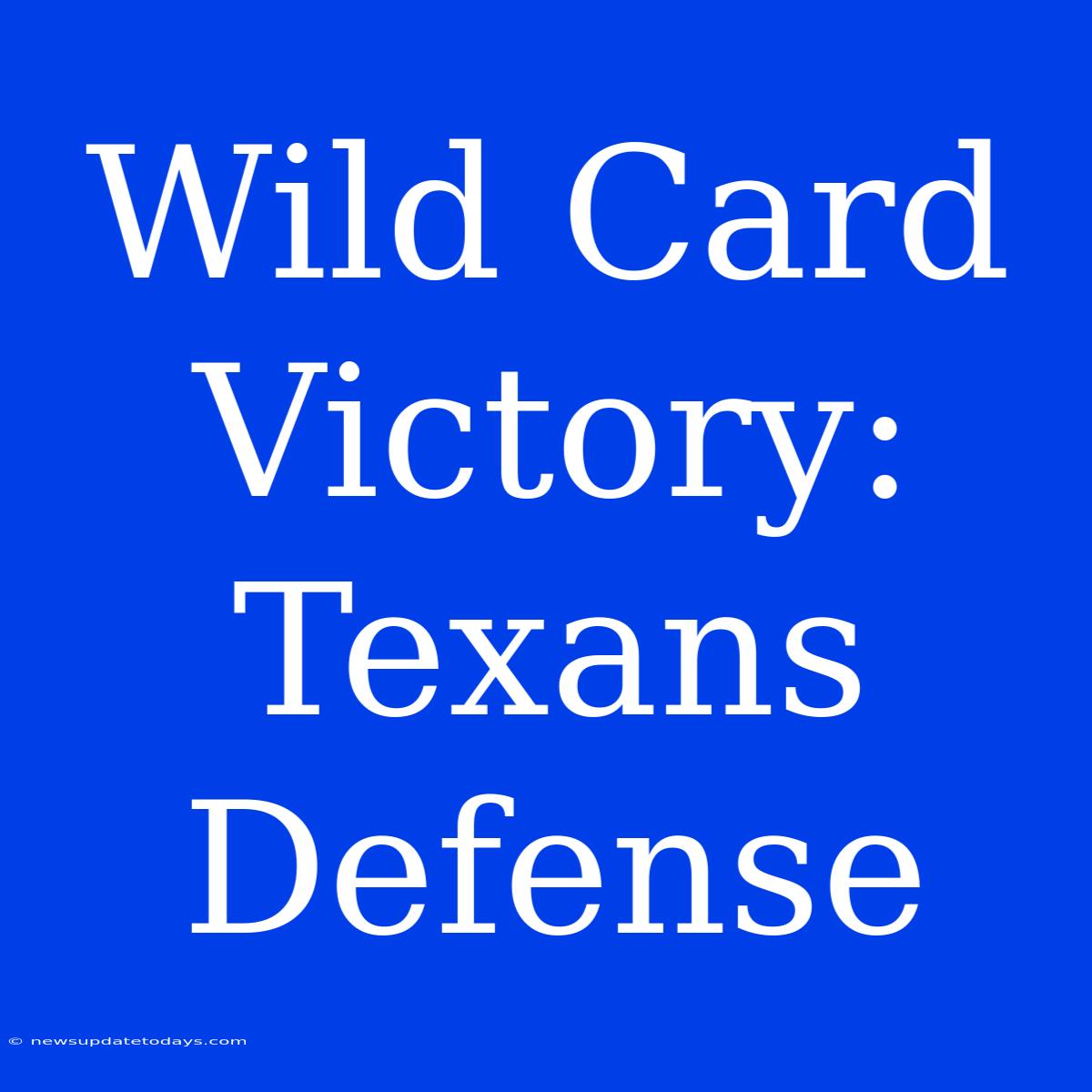 Wild Card Victory: Texans Defense