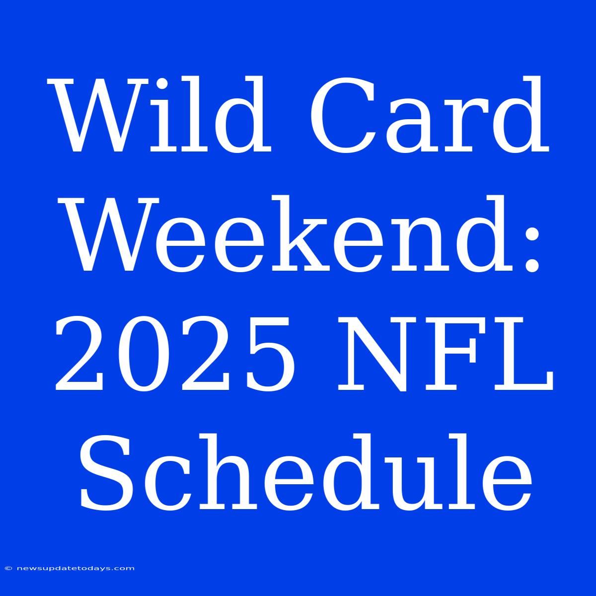 Wild Card Weekend: 2025 NFL Schedule