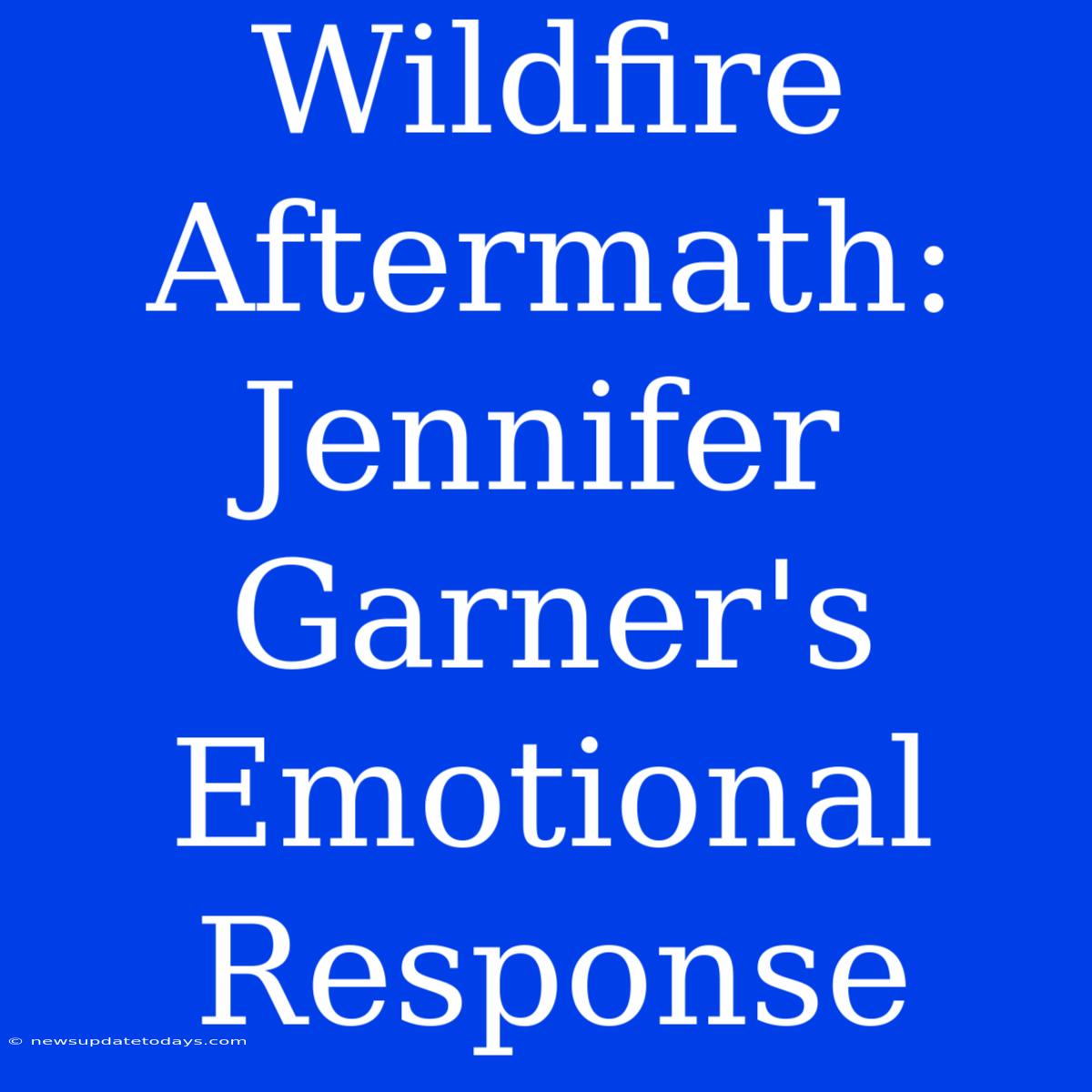 Wildfire Aftermath: Jennifer Garner's Emotional Response