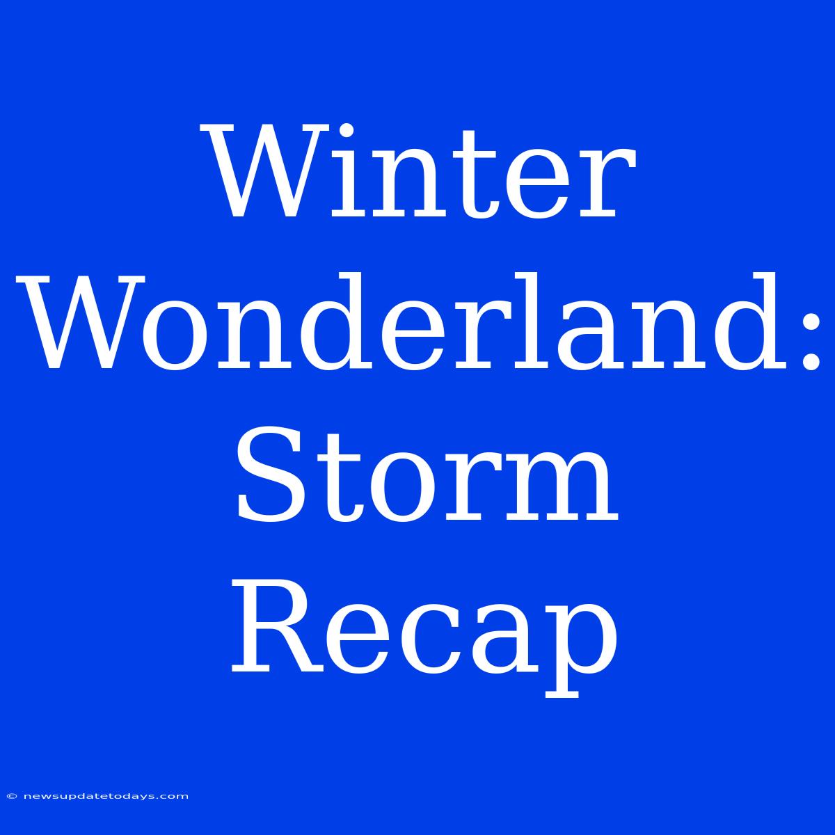 Winter Wonderland: Storm Recap