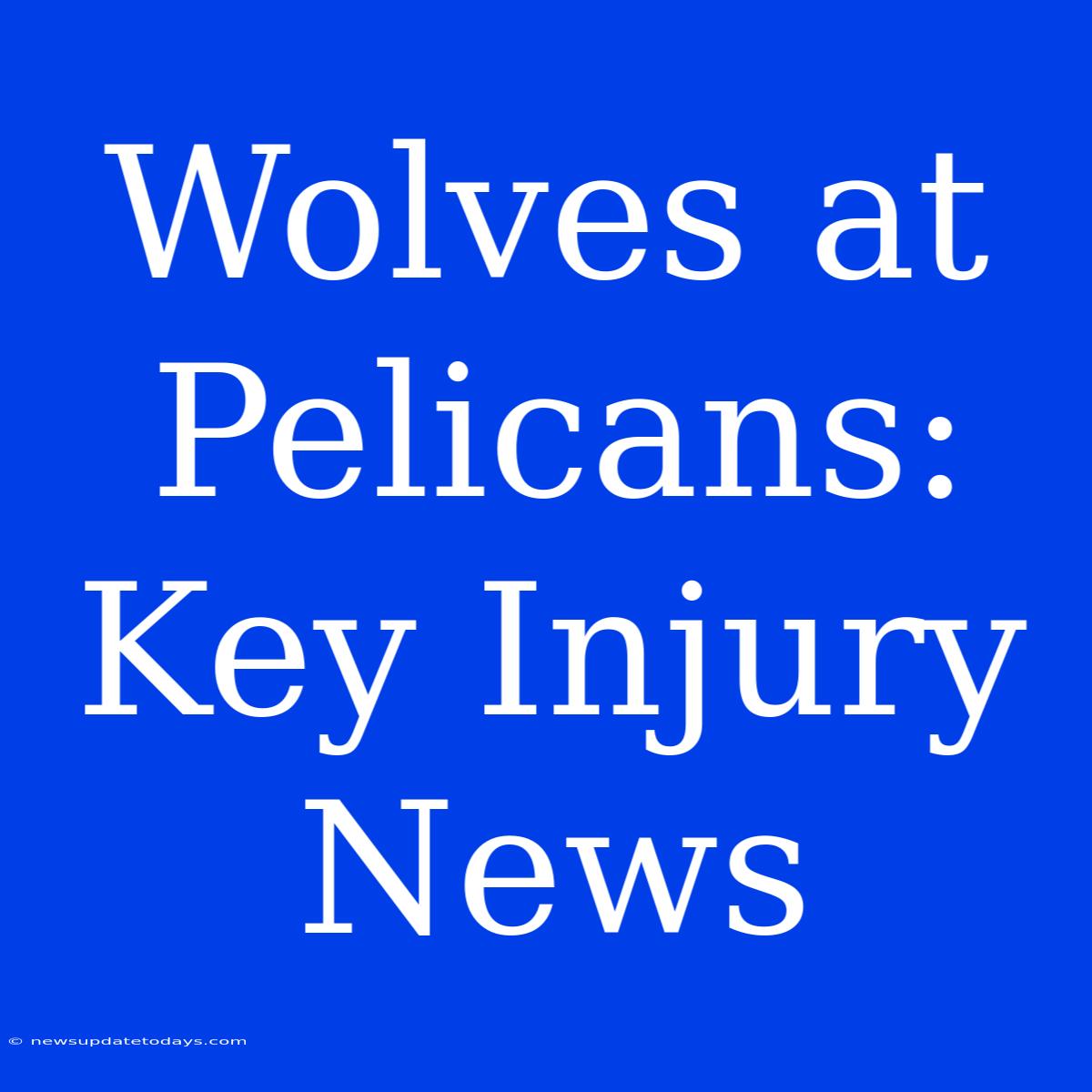 Wolves At Pelicans: Key Injury News