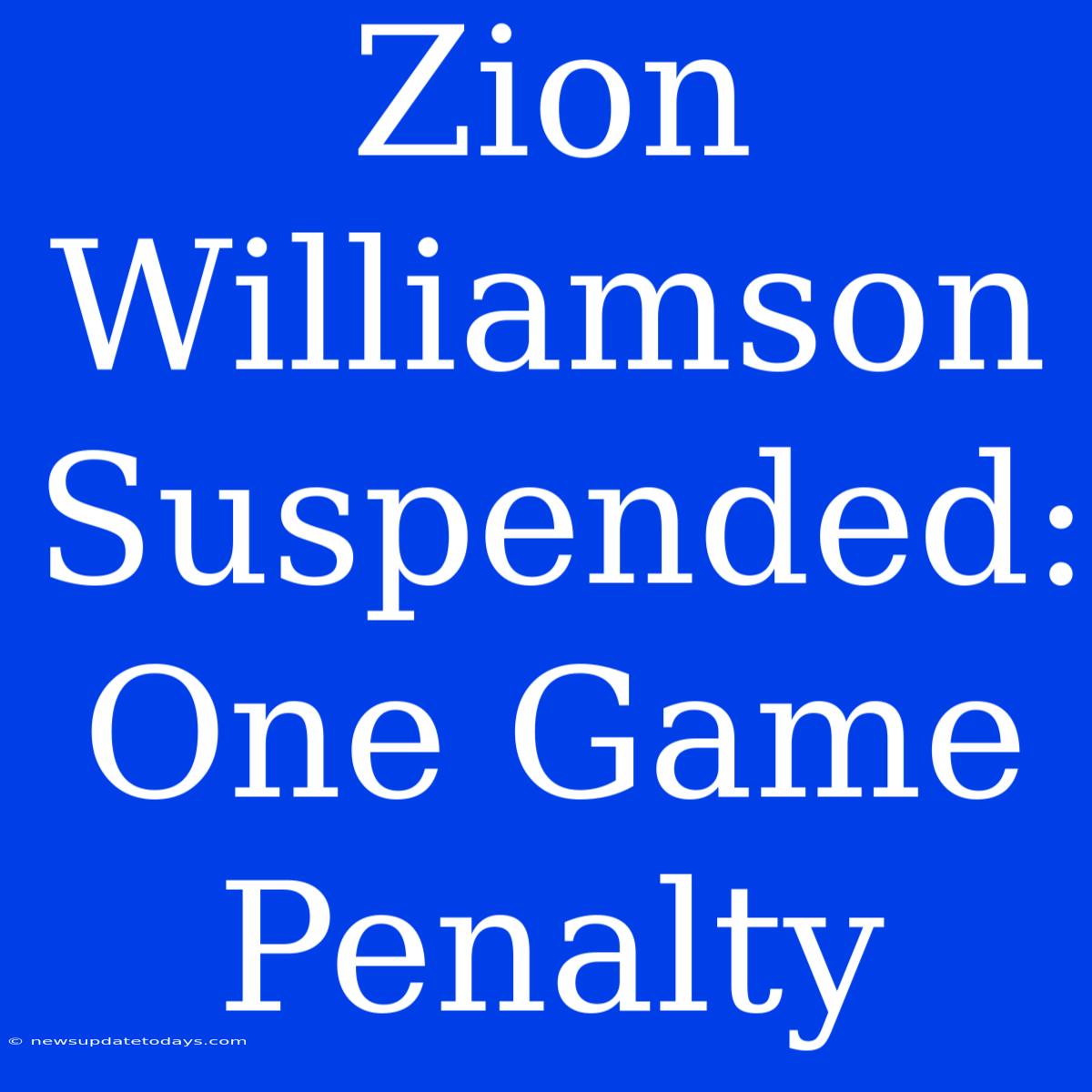 Zion Williamson Suspended: One Game Penalty