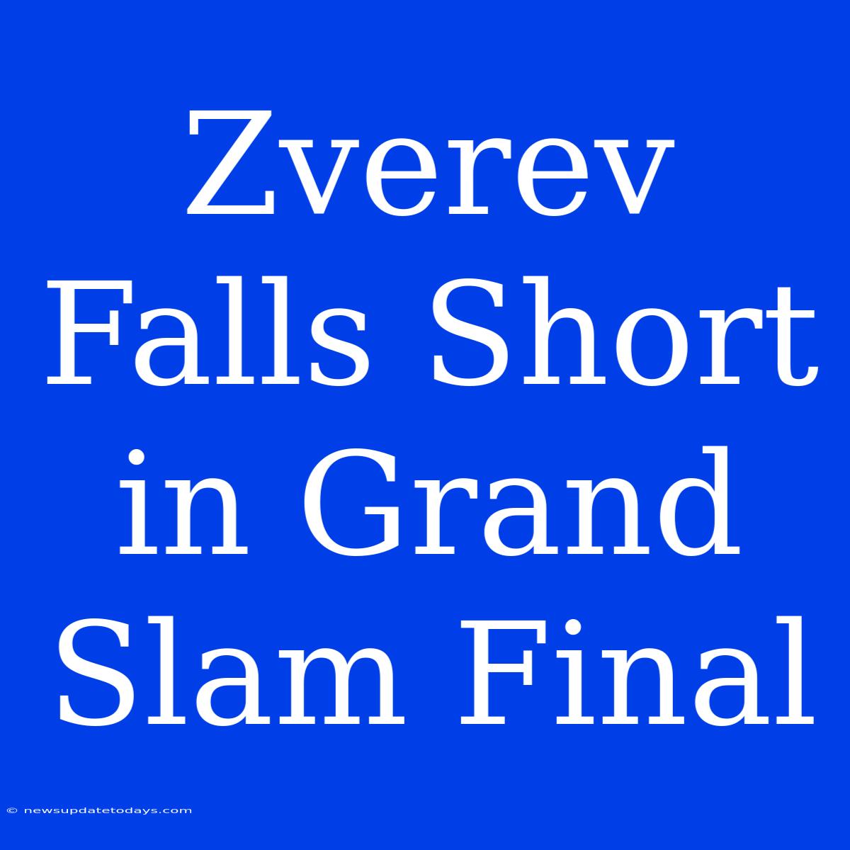 Zverev Falls Short In Grand Slam Final